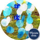 8298BL - Wind Chime - Capiz Fish Bubble - Blue